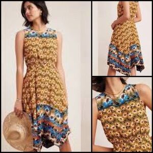 Anthropologie Maeve Imogen Mini Daisy Floral Handkerchief Sleeveless Dress Sz M